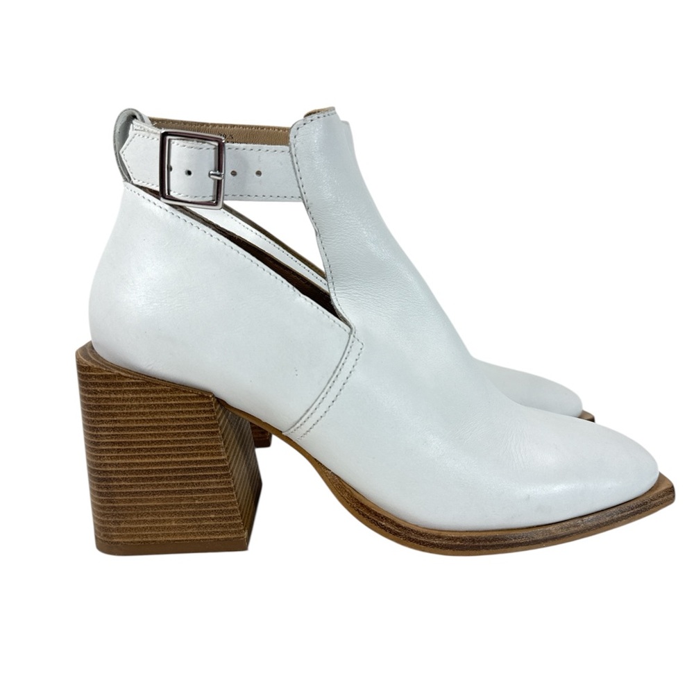Free People Brady Buckle Shoeboot Women's Size 39.5/9.5 Whie Leather Block Heel - Picture 4 of 15